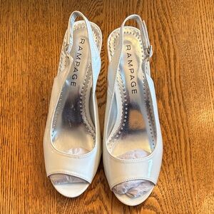 Rampage Women's Cream Slingback Peep Toe Heels